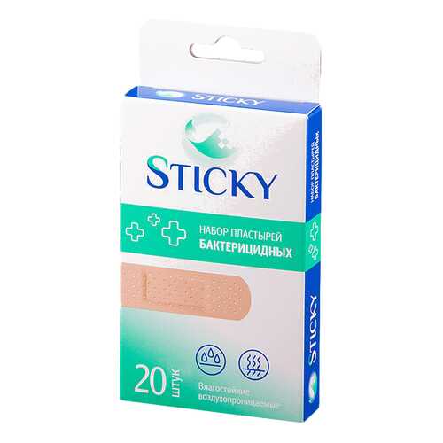 Пластырь бактерицидный Sticky влагостойкий набор универсальный 20 шт. в Мелодия здоровья