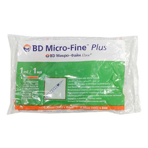 Шприц инсулиновый BD Micro-Fine Plus 1 мл 0,3 х 8 мм 10 шт. в Мелодия здоровья