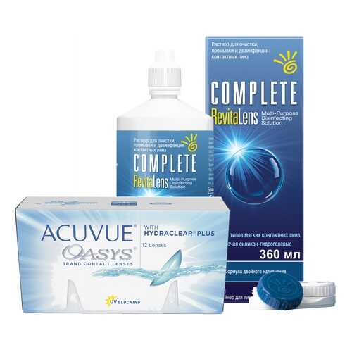 Контактные линзы Acuvue Oasys 12 линз R 8.4 +8.00 + Раствор Complete RevitaLens 360 мл в Мелодия здоровья