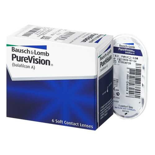 Контактные линзы PureVision 6 линз R 8,3 -3,25 в Мелодия здоровья